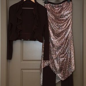 A fantastically fun sequined floorlength pant suit